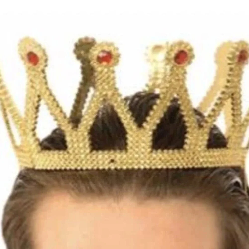King or Queen Gold or Silver Jeweled Plastic Crown Halloween Costume Accessory